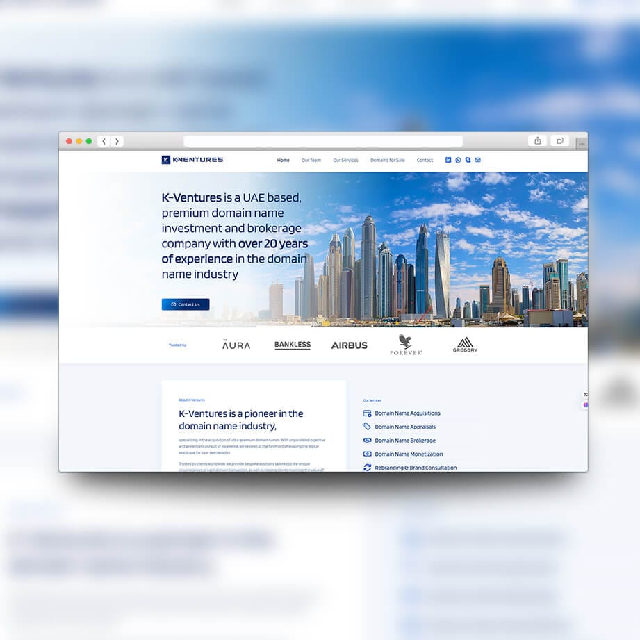K-Ventures.com website designed by MalbarDesign