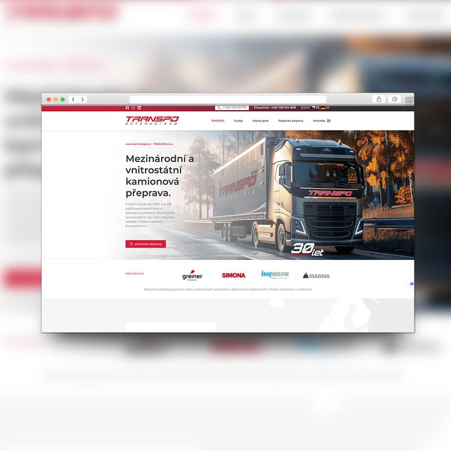 AD-Transpo.cz website designed by MalbarDesign