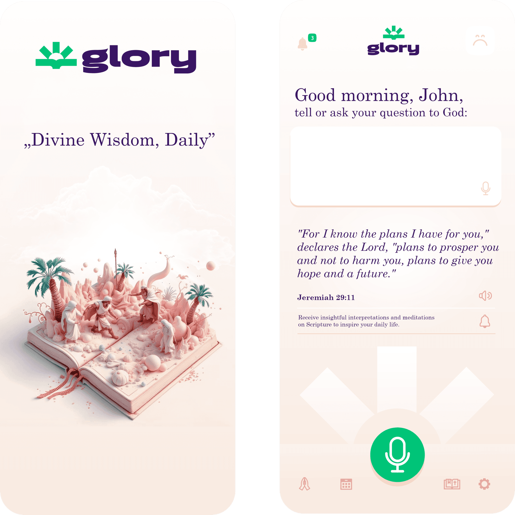 Glory.ai mobile app UI graphics and brand pack designed by MalbarDesign