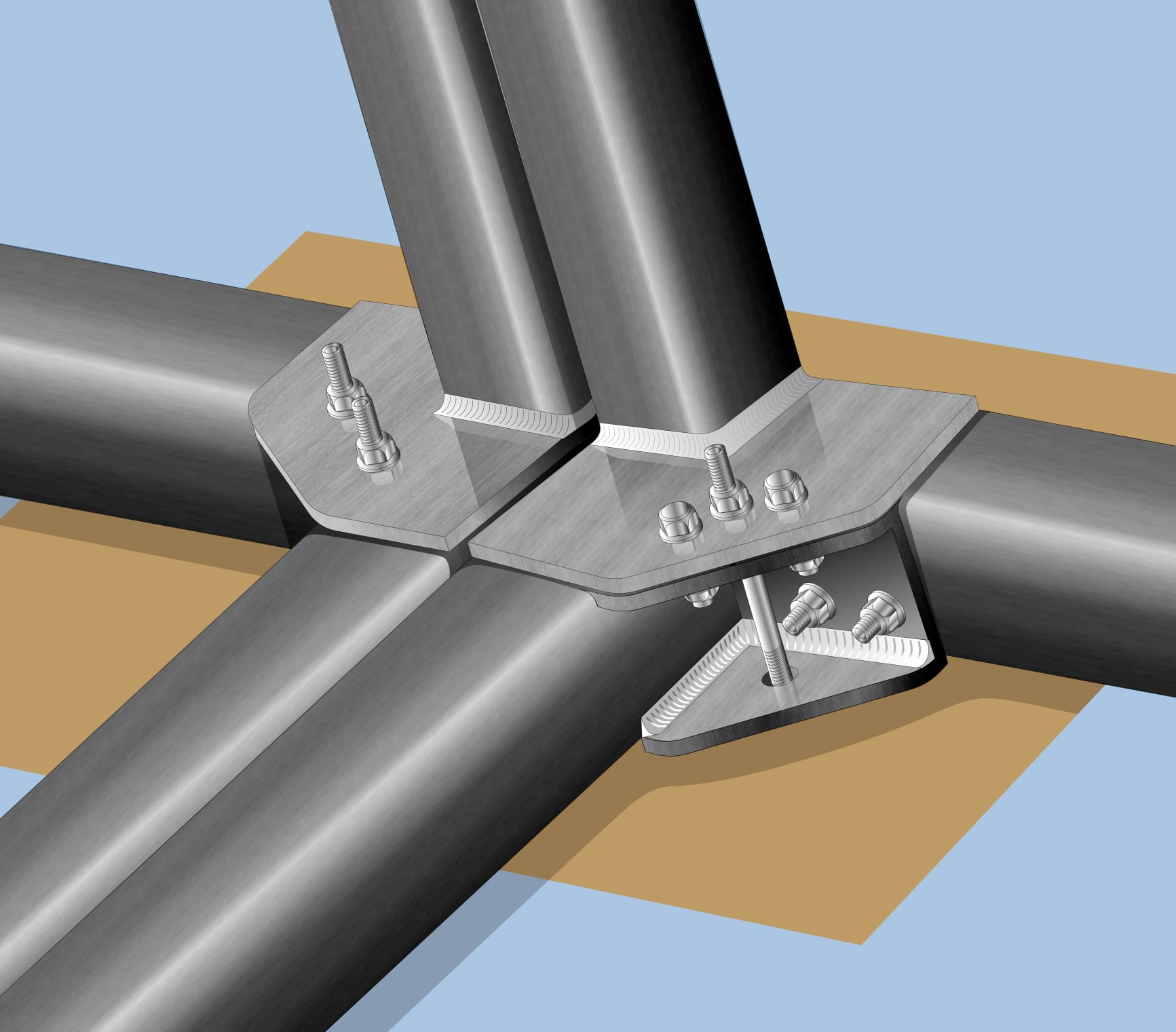 Technical vector illustration of a connector designed by MalbarDesign for Simmal