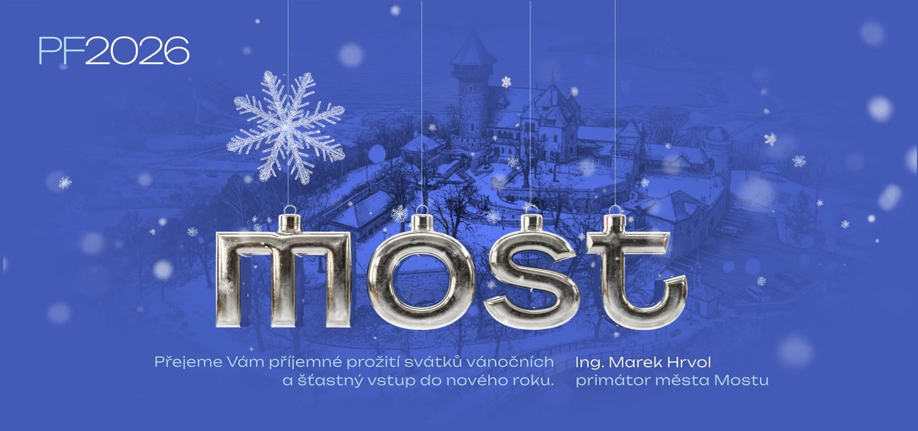 PF 2026 greeting card for the City of Most