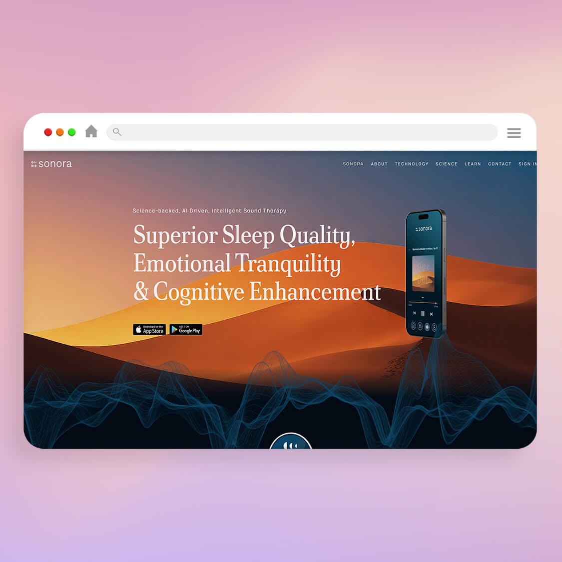 Sonora.com website designed by MalbarDesign