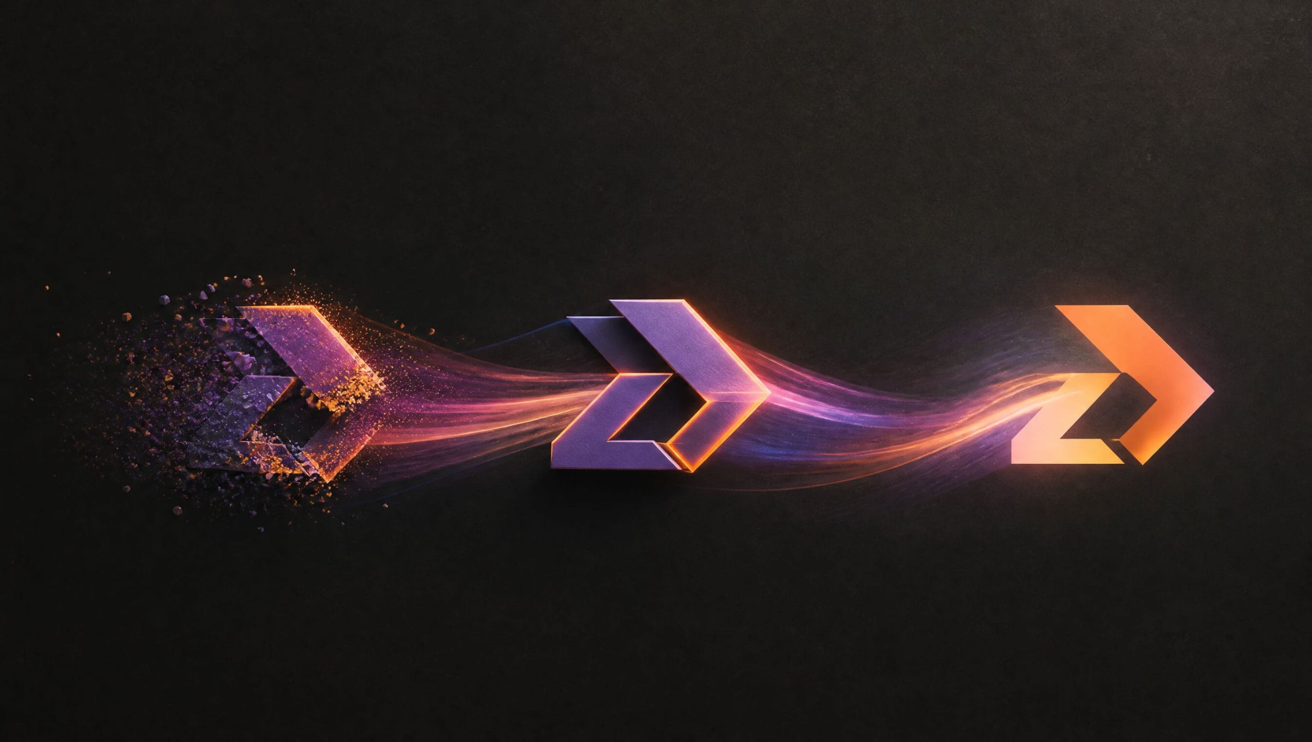 kinetic logo design: abstract brand mark shown in three motion phases morphing across the frame