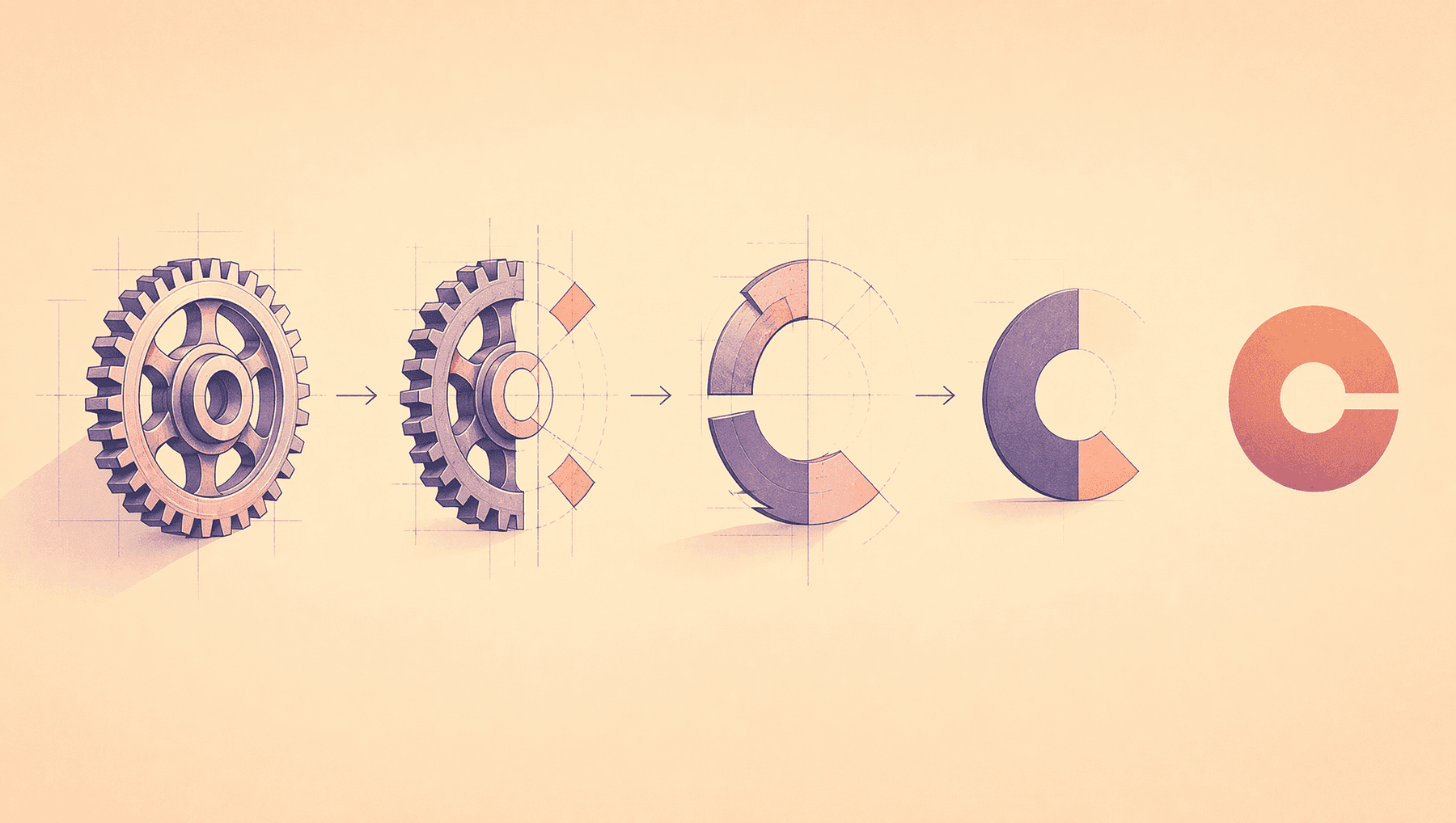 B2B branding for manufacturers: a precise industrial gear becoming a clean confident brand mark