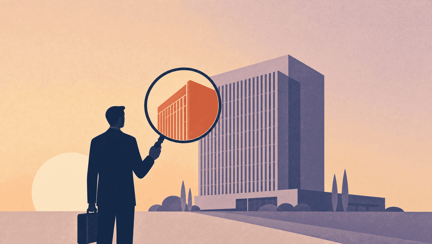 Employer branding: a candidate examining a company through a magnifying glass before applying