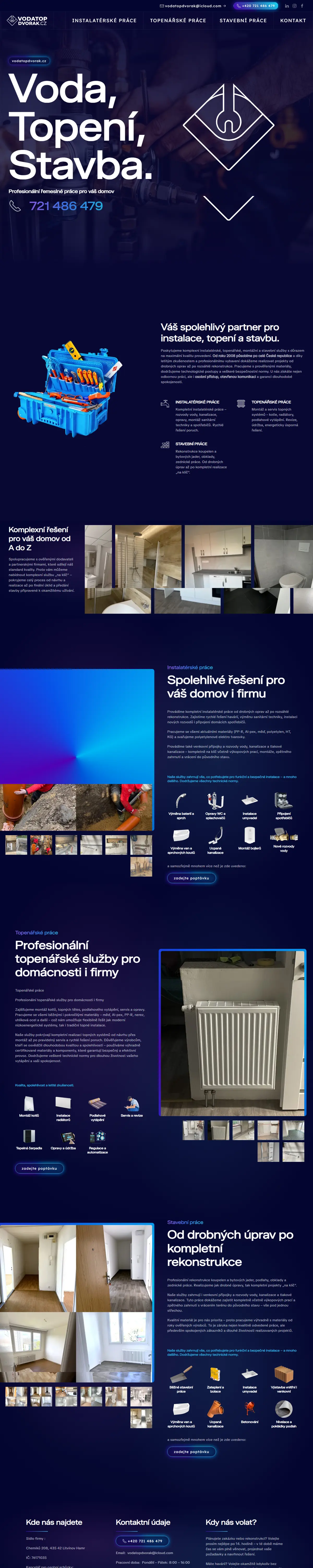 VodatopDvorak.cz website designed by MalbarDesign, full page
