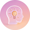 Profile of a human head in profile with a glowing light bulb inside, symbolizing an idea or creativity.