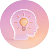 Profile of a human head in profile with a glowing light bulb inside, symbolizing an idea or creativity.